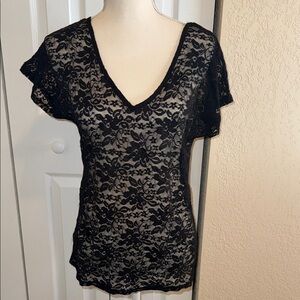 Maurices Black Lace Floral Blouse
